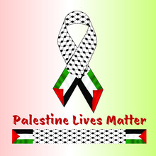 Palestine Flag With Ribbon And Peace Ribbon Design Or Palestine Scarf Design
