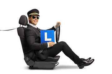 Poster - Chauffeur driving a car and holding a learner plate