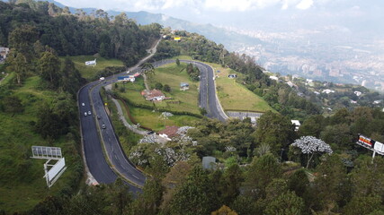 Wall Mural - Panoramica alto de las palmas city of medellin and Envigado aerial photography with drone