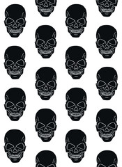 Wall Mural - Vector seamless pattern of hand drawn doodle sketch black human skull isolated on white background