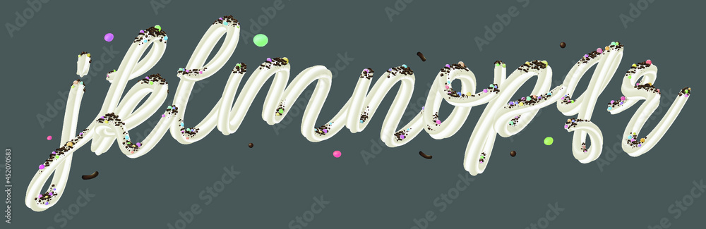 Sweet cream alphabet set. Letters isolated on white background. Hand ...