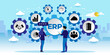 IT manager analyzing the architecture of ERP (Enterprise Resource Planning), ERP, enterprise resource planning. Productivity and improvement Concept, can use for, landing page, template, ui, web.