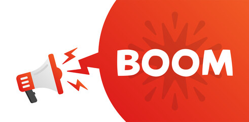 Poster - Boom on speech bubble banner.