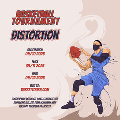 Wall Mural - old style basketball flyer design template