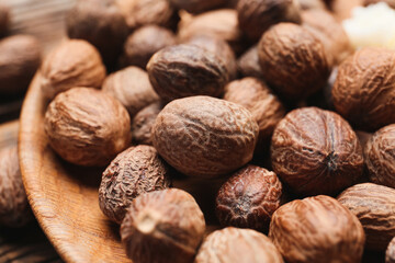 Shea nuts on table, closeup