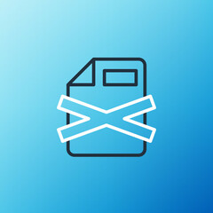Poster - Line Delete file document icon isolated on blue background. Rejected document icon. Cross on paper. Colorful outline concept. Vector