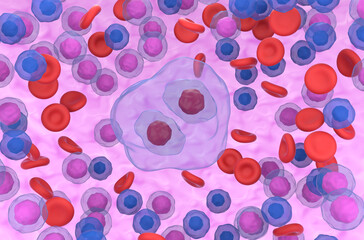 Wall Mural - Reed-Sternberg cell in hodgkin lymphoma front view 3d render illustration