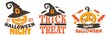 Trick or treat, halloween banners with pumpkins