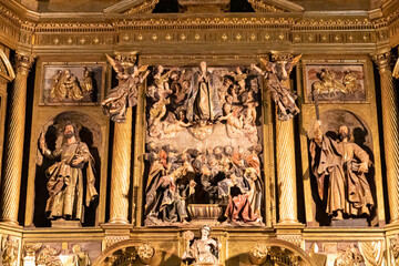 Wall Mural - Ponferrada, Spain. Main altar with the Assumption of Mary inside the Basilica of La Encina, a Renaissance and Baroque Christian church