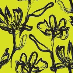 Poster - Floral Brush strokes Seamless Pattern Background