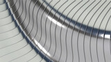 Fototapeta Przestrzenne - Abstract silver background with 3D waves pattern, interesting minimal chrome metal striped vector background illustration