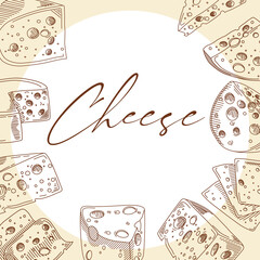 Sticker - delicious cheeses sketch frame