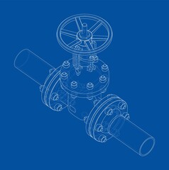 Industrial valve. Vector rendering of 3d