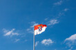 flag of Hesse under blue sky in Germany