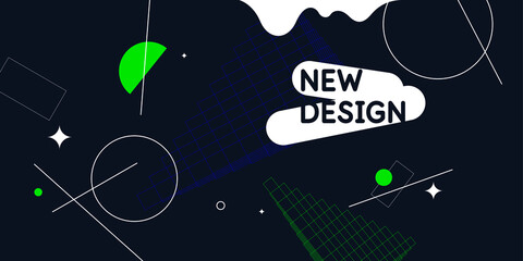 Poster - Abstract background in a modern trendy style. Poster with simple flat different geometric shapes.
