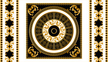 	
Golden Baroque Element With Chains On A Black Background. EPS10 Illustration.