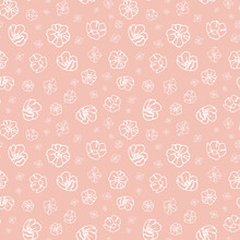 Simple Pink Flower Pattern Texture Background. Cute Floral Print With Spring Flowers.