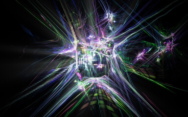 Aufkleber - digital illustration abstract image generated fractal background image wallpaper pattern of various geometric shapes and lines of various colors for computer graphics or web design