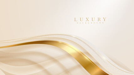 Poster - Golden curve line luxury background, Modern cover design. invitation card template concept. Vector illustration.