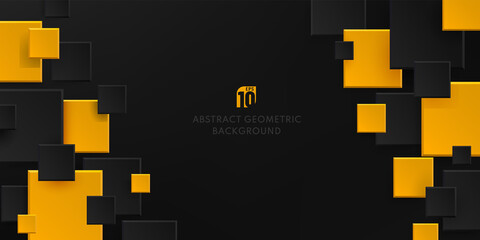 Wall Mural - abstract geometric background with rhombus shapes in yellow and black color. modern and minimal conc