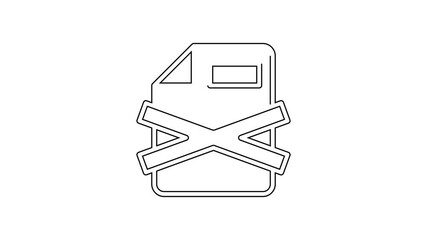 Poster - Black line Delete file document icon isolated on white background. Rejected document icon. Cross on paper. 4K Video motion graphic animation