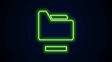 Poster - Glowing neon line Document folder icon isolated on black background. Accounting binder symbol. Bookkeeping management. 4K Video motion graphic animation