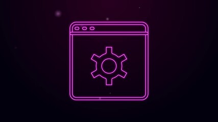 Poster - Glowing neon line Browser setting icon isolated on black background. Adjusting, service, maintenance, repair, fixing. 4K Video motion graphic animation