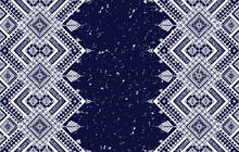 Ikat Indian Ethnic Pattern. Aztec Fabric Carpet Mandala Ornament Boho Chevron Textile Decoration Wallpaper. Tribal Oriental Traditional Embroidery Vector Illustrations Background.