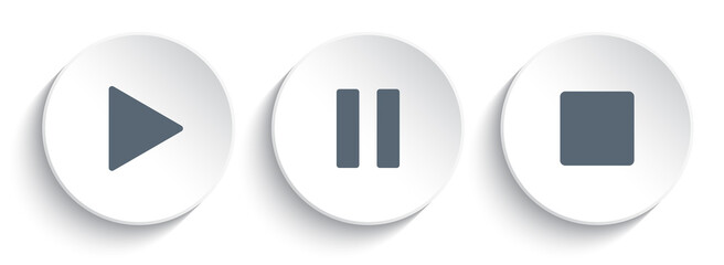 Play, pause and stop buttons