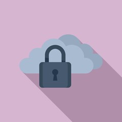 Wall Mural - Locked data cloud icon flat vector. Computer lock