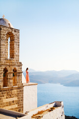 Wall Mural - Sunset view above Milos island Greece