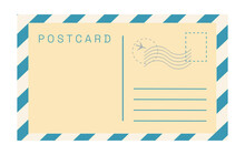 Vector Vintage Postcard Template Isolated On White Background. Empty Old Fashioned Retro Post Card.