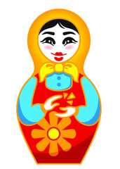 Matryoshka, emotions, emoticons, female face, painted face, doll, Russian doll, scared, fashion, printing, Internet, application, girl, dress, bright dress, beautiful eyebrows, cartoon, tradition