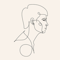 Wall Mural - Men line art vector. Continuous one line drawing of man portrait. Hairstyle. Fashionable men's style.