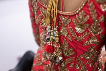 Indian bride's wedding outfit, textile and fabric