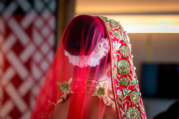 Indian bride's wedding outfit, textile and fabric