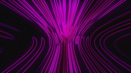 Poster - Numerous vertical stripes shimmer in a smooth bend. Abstract computer generated background, 3D rendering