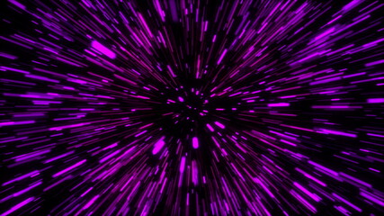 Poster - 3d rendering hyper jump into another galaxy. Speed of light, neon glowing rays in motion, movement through stars. Computer generated abstract modern cosmic background.