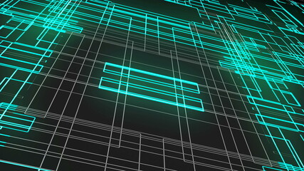 Poster - Abstract business computer technology background with many lines grid , 3d rendering backdrop, computer generated
