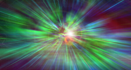 Poster - Refraction of light - rays and sun specks effect, modern abstract background, computer generated illustration, 3d rendering