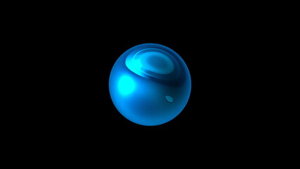 Poster - One shiny sphere in dark space, modern computer generated background, 3D rendering backdrop