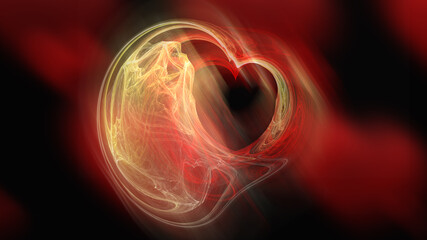 Poster - Abstract hearts in space for valentin day, 3d rendering computer generated background