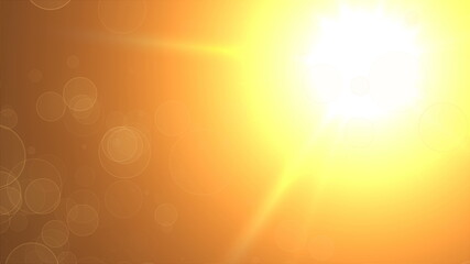 Poster - Refraction of light of warm sun - rays, sky and flying particles, modern abstract background, computer generated, 3d rendering