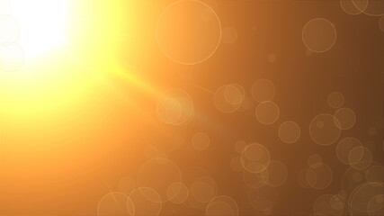 Poster - Refraction of light of warm sun - rays, sky and flying particles, modern abstract background, computer generated, 3d rendering