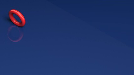 Poster - Blue background with a red circular torus rotating on the uper left corner