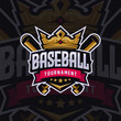 Crown Mascot Logo Design Illustration For Baseball