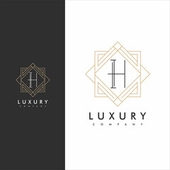 Elegant  Letter H Art Deco style logotype design for luxury company branding. Premium identity design 