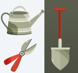 Poster - gardening tools set