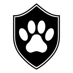 Poster - Animal protection logo shild sewn with animal paw print