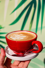 Wall Mural - cappuccino in the red cup